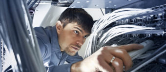 technician working in data server room
