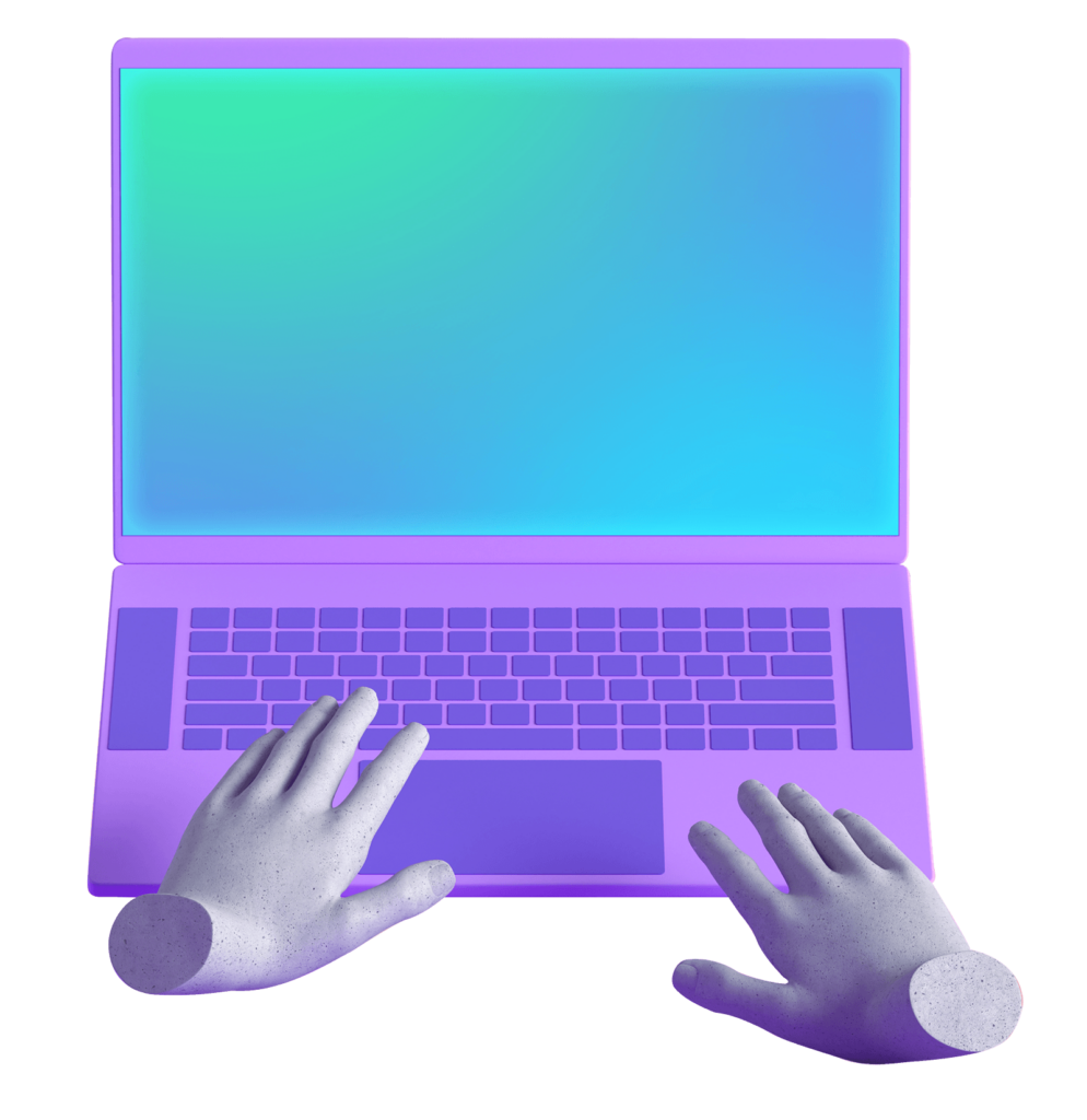 A Computer with Hands on the Keyboard